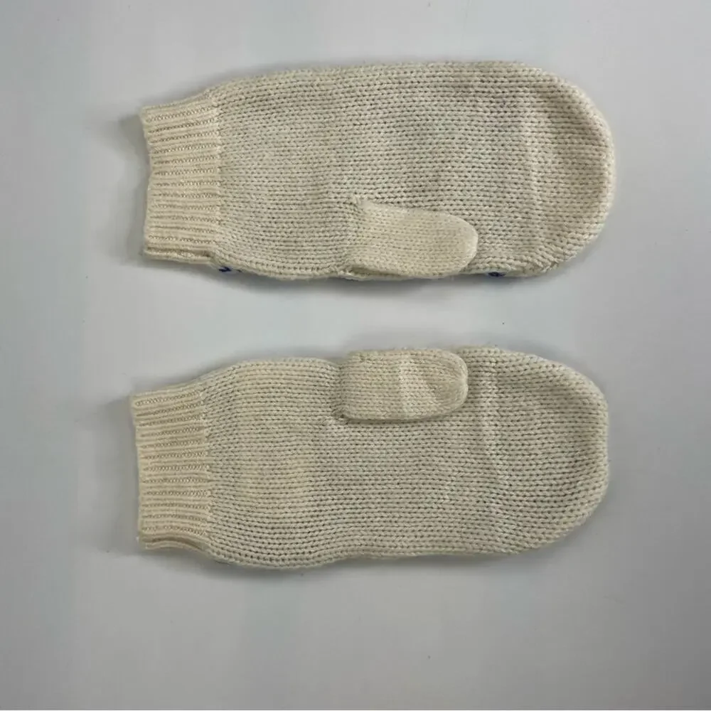 Polo Ralph Lauren ivory blue kid's gloves wool blend